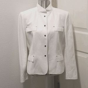 Tahari LINEN/RAYON WHITE FULLY LINED BLAZER